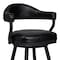 Armen Living Justin 26" Counter Height Swivel Vintage Black Faux Leather Bar Stool with Black Metal Legs LCJTBABLVB26 - alternate 2